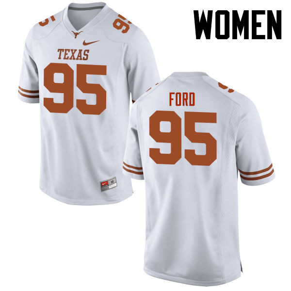 Women #95 Poona Ford Texas Longhorns College Football Jerseys-White
